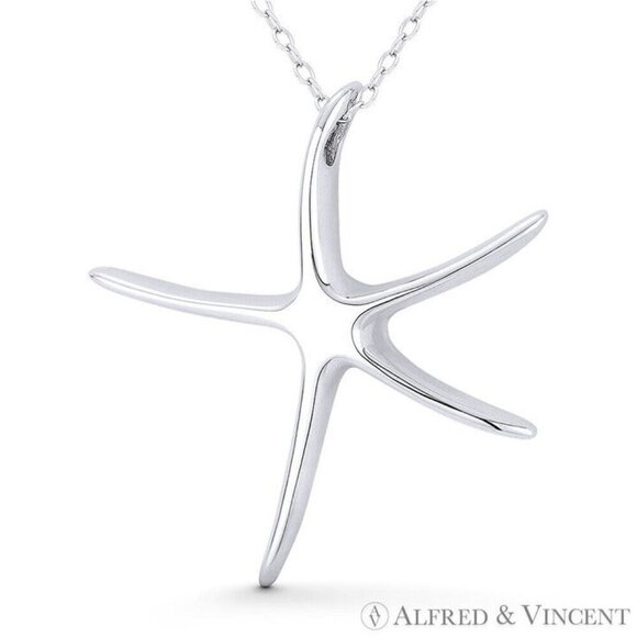 Starfish Ocean Sealife Charm Pendant in .925 Sterling Silver - Picture 1 of 1